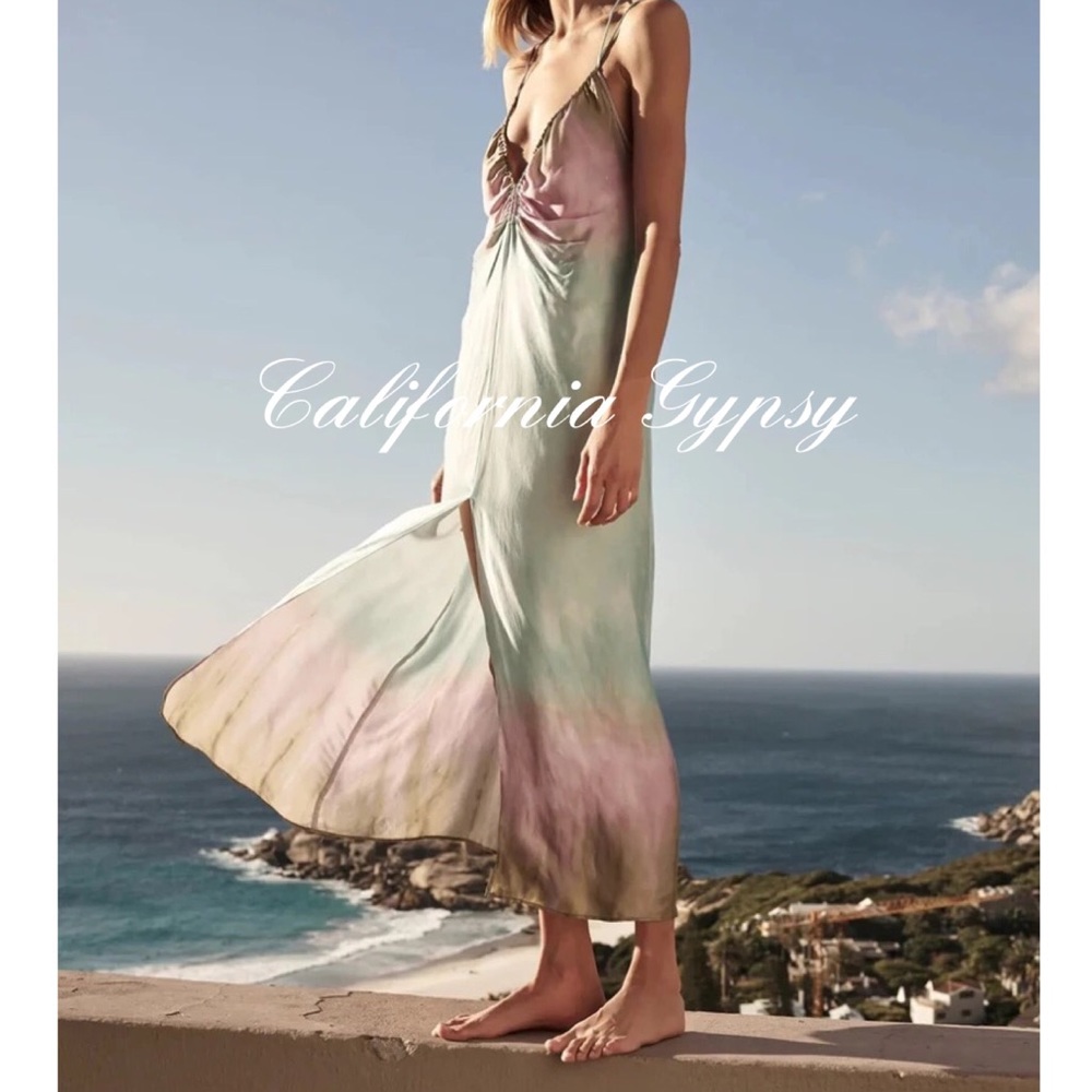 LAST ONE Ombré Tie Dye Chiffon Midi Dress - Picture 9 of 16